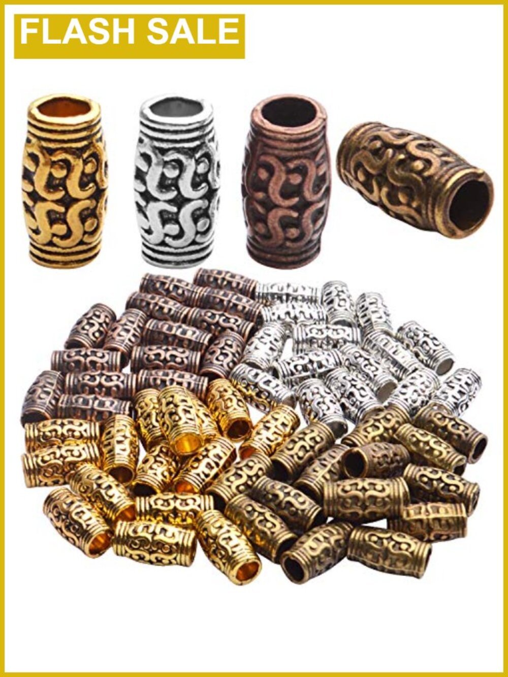 60 Alloy Column Tube Spacer Beads for Jewelry Making DIY Charms
